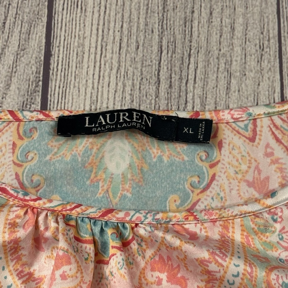 Lauren Ralph Lauren Sleepwear Paisley Satin Cami Nightgown XL Strappy Lingerie - Picture 2 of 8